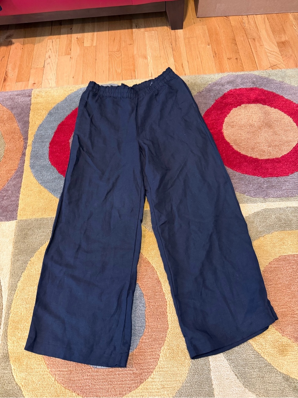 H&M Black Cropped 26 1/2” Inseam Pull On Linen Blend Pants Women’s Size Small